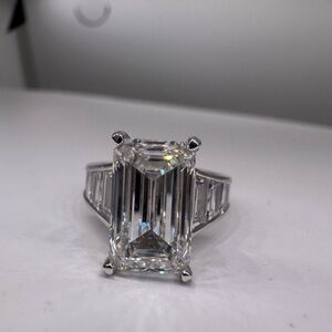 5.02 carat E VVS2 center emerald cut lab grown diamond engagement ring